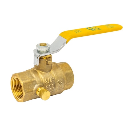 3/4 Inch FIP Brass Ball Valve With Stop & Waste